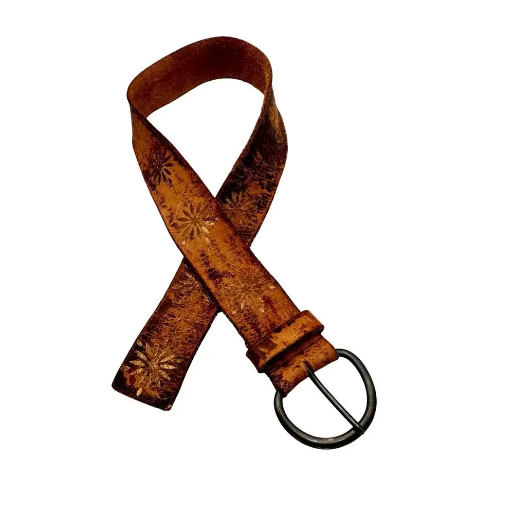 Western Boho women's distressed leather belt